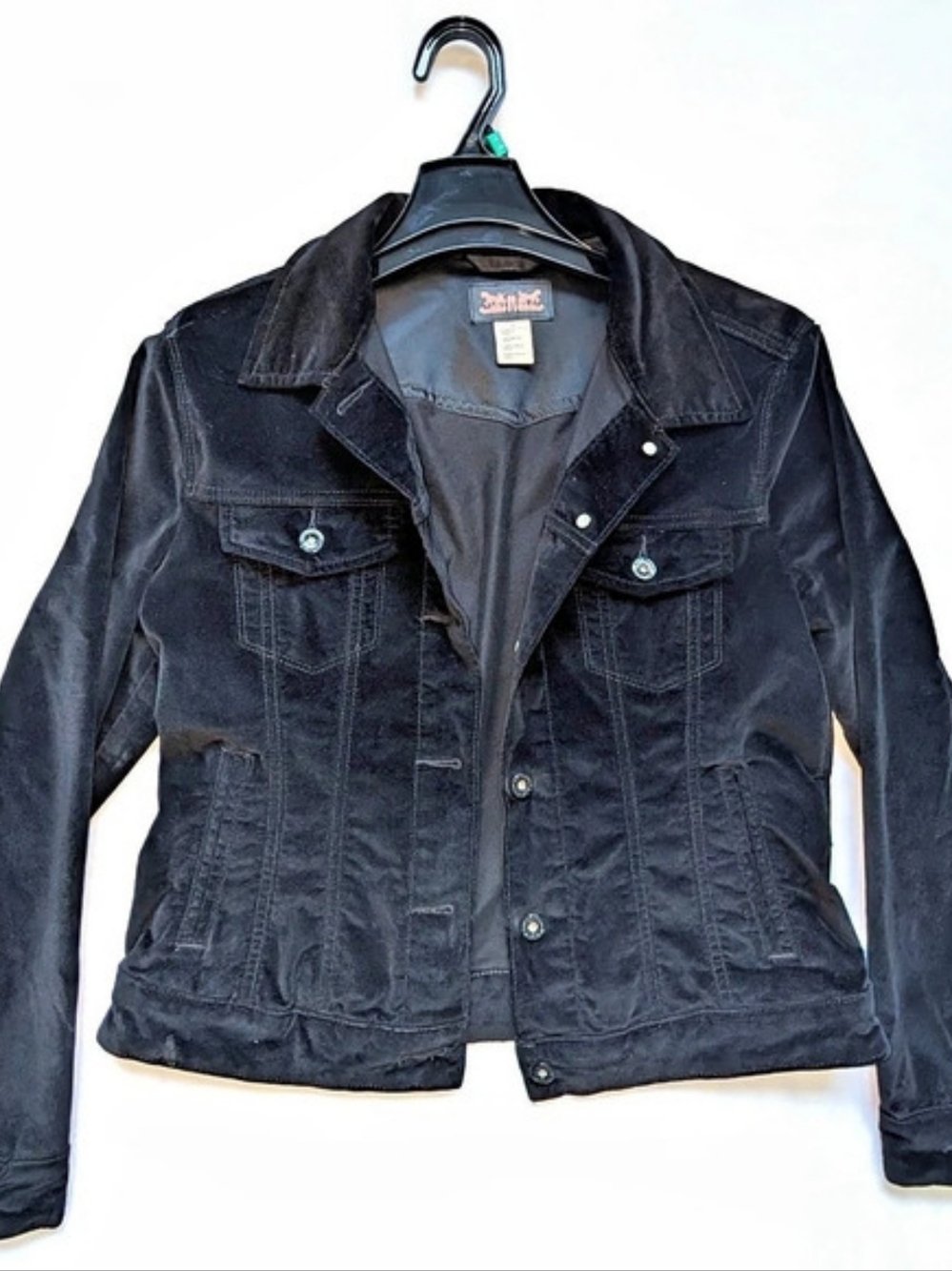Levi's Black Velvet Velour Trucker Jacket Button Up Size Large